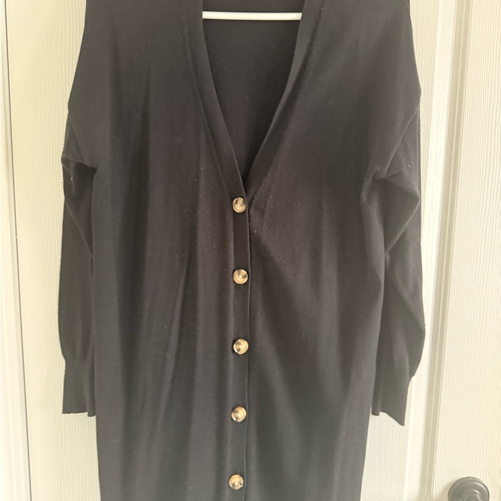 Black Button-Front Women's Sweater Cardigan